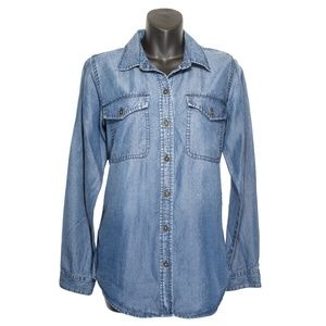Club Monaco Denim Button Down Long Sleeve Top
